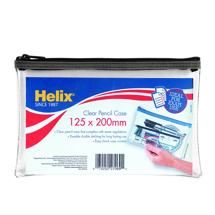 HELIX CLEAR PLASTIC PENCIL CASE