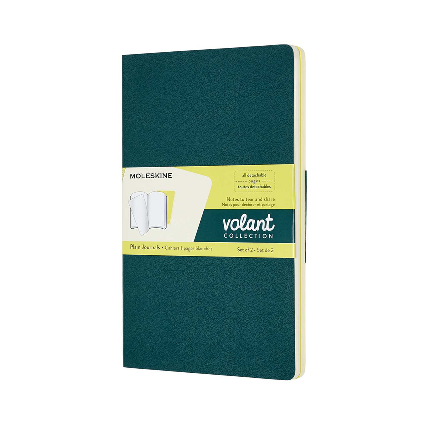 volant journals large plain pine green lemon yellow