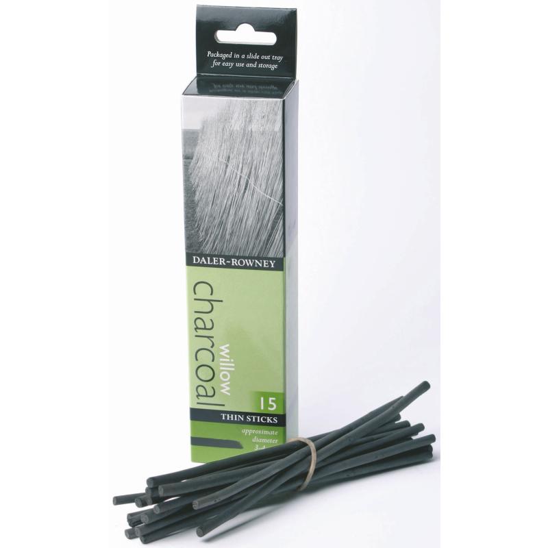DALER ROWNEY WILLOW CHARCOAL 15 THIN STICKS