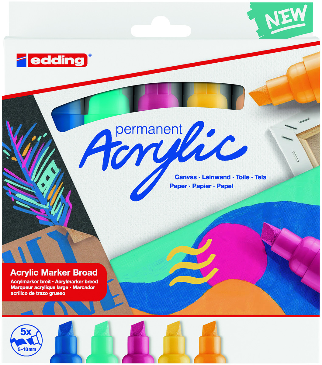 EDDING 5 PC BROAD ABSTRACT 5000 ACRYLIC PAINT MARKERS