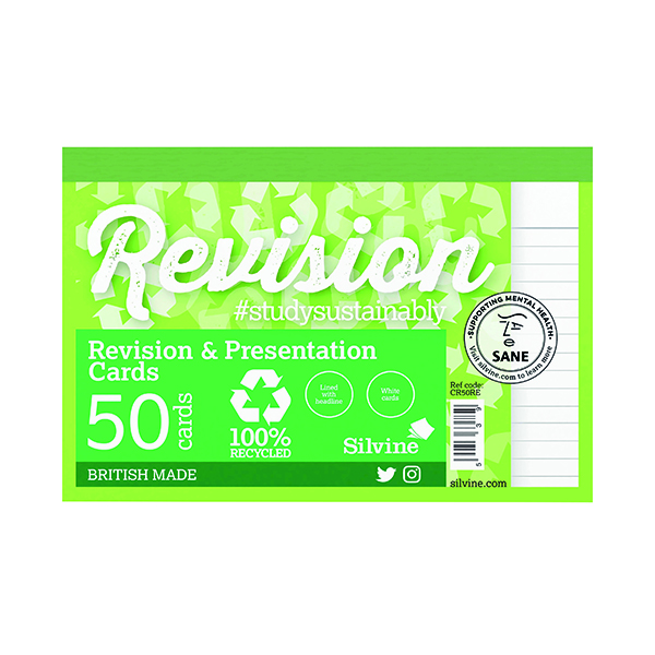 SILVINE REVISION CARDS RECYCLED