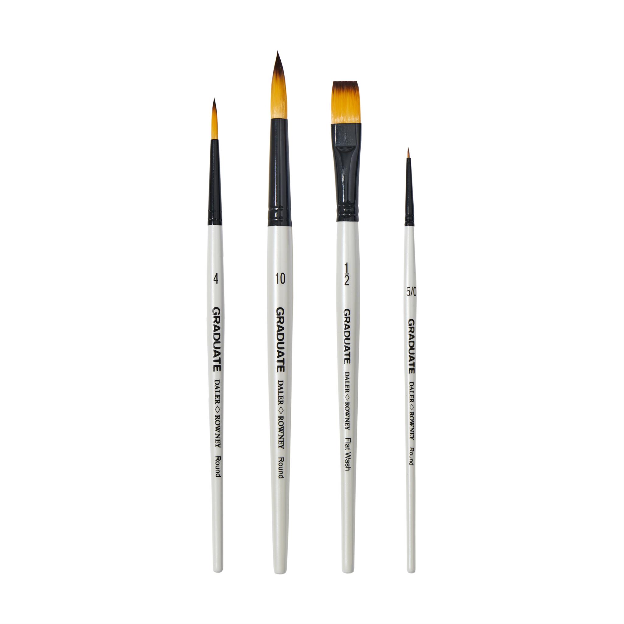 GRADUATE SET OF 4 SYNTHETIC WATERCOLOUR BRUSHES