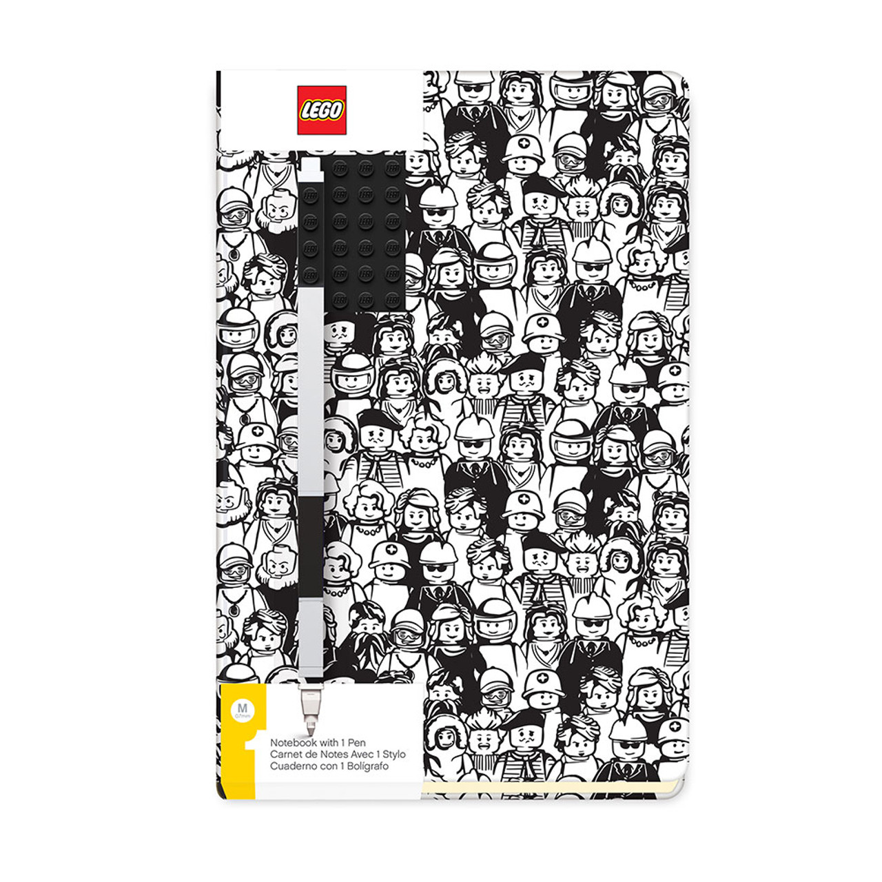 LEGO A5 JOURNAL WITH PEN BLACK AND WHITE DESIGN
