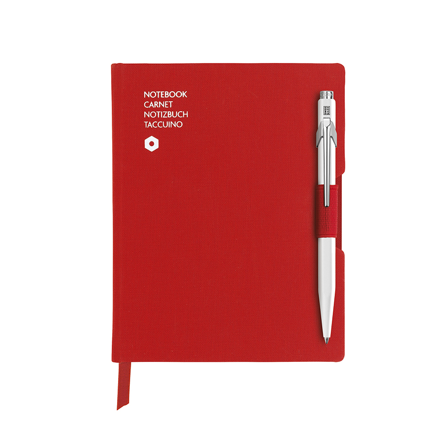 CARAN D'ACHE NOTEBOOK AND PEN SET - RED / WHITE
